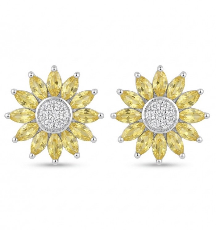 Vivien - Natural 2.2 carat yellow Sapphire .925 Sterling Silver dipped in rhodium handmade earrings