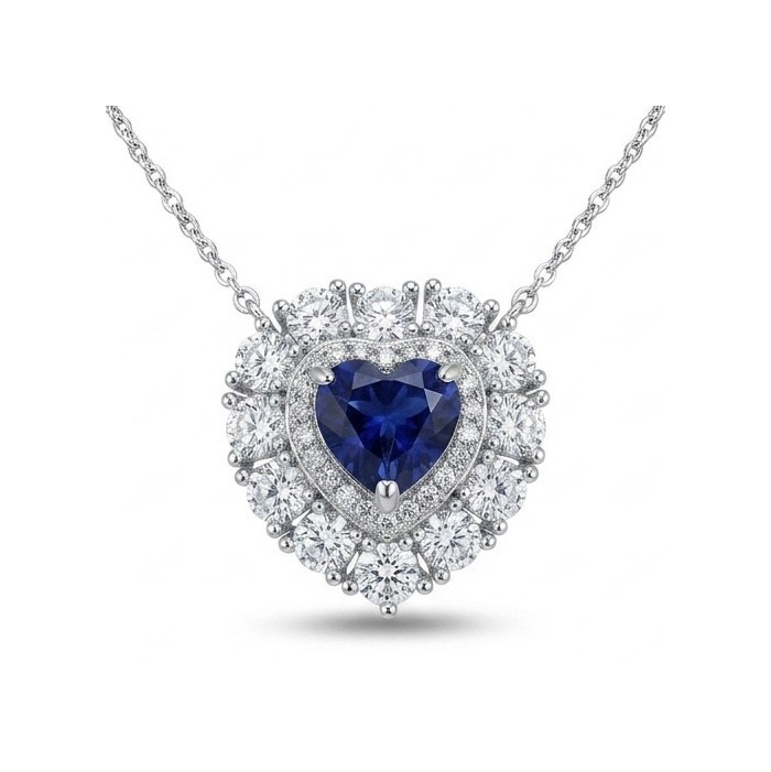Titanic - Heart of The Ocean Necklace ~ 4.5 Ct Tanzanite Necklace In 925 Sterling Silver necklace