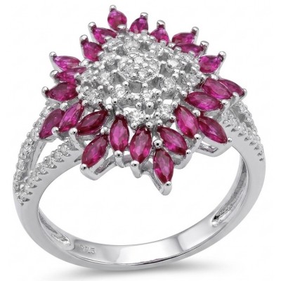 Scarlett 2.4 ctw Mozambique Ruby .925 Sterling Silver handcrafted Statement Ring size 8