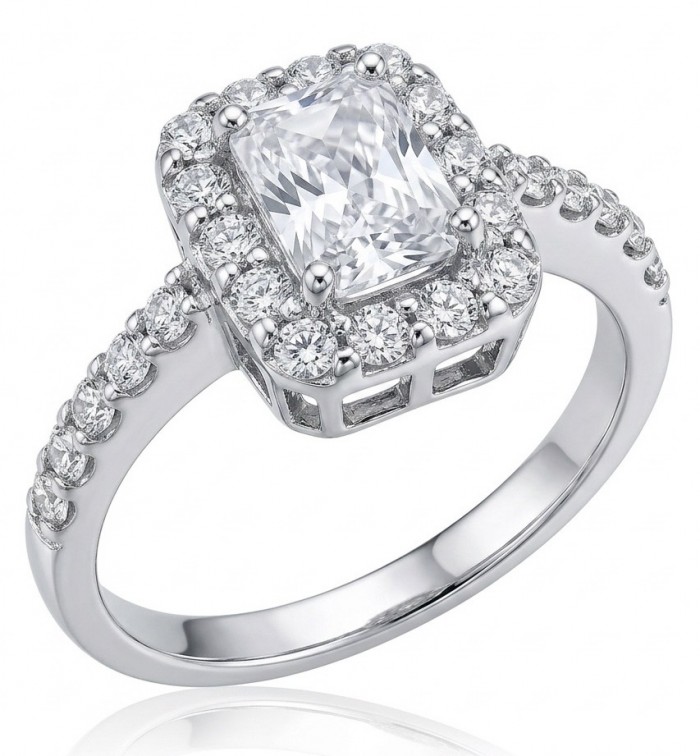 Perfection 3.8 carat White Topaz rhodium over .925 Silver handcrafted Cocktail Ring s. 6