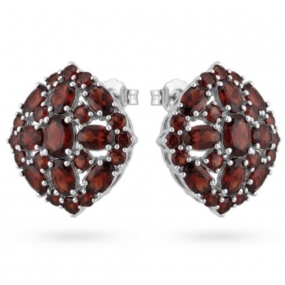 María Rosa - Real Art - Natural 20.2 carat Garnet from Madagascar .925 Sterling Silver handcrafted Large Statement earrings