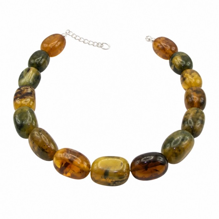 Back to Nature 115.6 grams Rare and Unusual Moss Agate Beads Sterling Silver NECKLACE