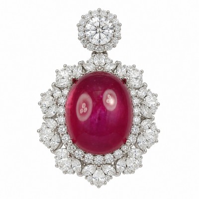 Giovanna 23.2 carat authentic Mozambique Ruby .925 Sterling Silver handmade Pendant