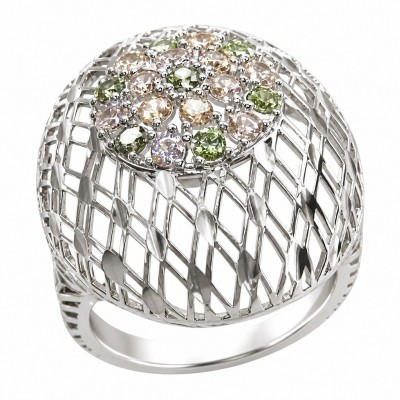 Casablanca Italy made 1.8 carat Morganite Peridot .925 Sterling Silver brilliantly handcrafted ring s. 7