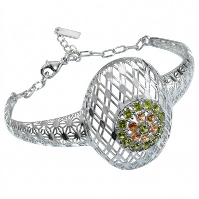 Casablanca - authentic 2.2 carat Morganite Peridot .925 Sterling Silver Bracelet