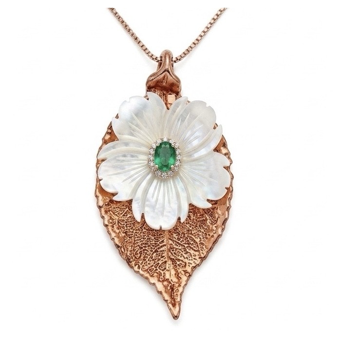 English Oak Leaf - Real Leaf dipped in copper and .925 Sterling Silver handmade handcrafted Necklace