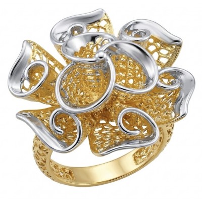 GOLDEN ROSE- Dubai Style - .925 Sterling Silver dipped in 22K Gold handmade Large ring size 8