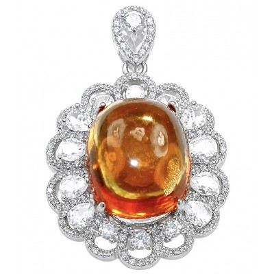Giovanna 18.2 carat authentic Brazilian yellow Tourmaline .925 Sterling Silver handmade Pendant