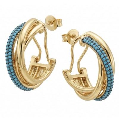 Great authentic pave Sleeping Beauty Turquoise 18K Gold over .925 Sterling Silver handcrafted Earrings