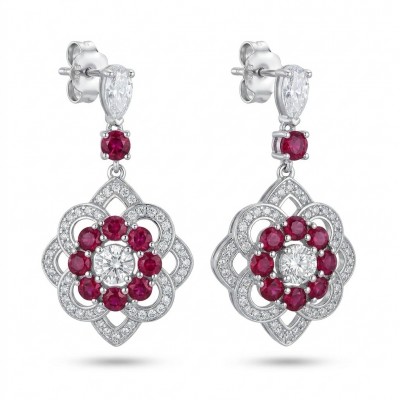 Giovanna - 4.5 carat Ruby .925 Sterling Silver handcrafted incredible earrings