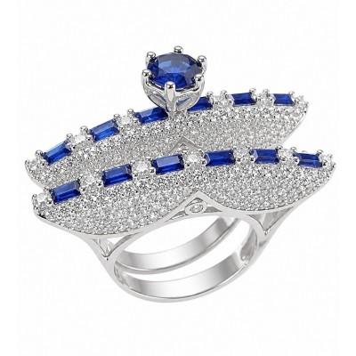 Extravaganza Large 8.6 carat Sapphire .925 Sterling Silver brilliantly handcrafted stack up ring s. 6