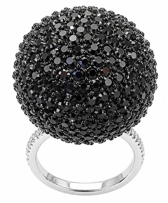 Modern Concept dark blue pave 8.2 carat Sapphire Sphere .925 Sterling Silver ring s. 5 1/4