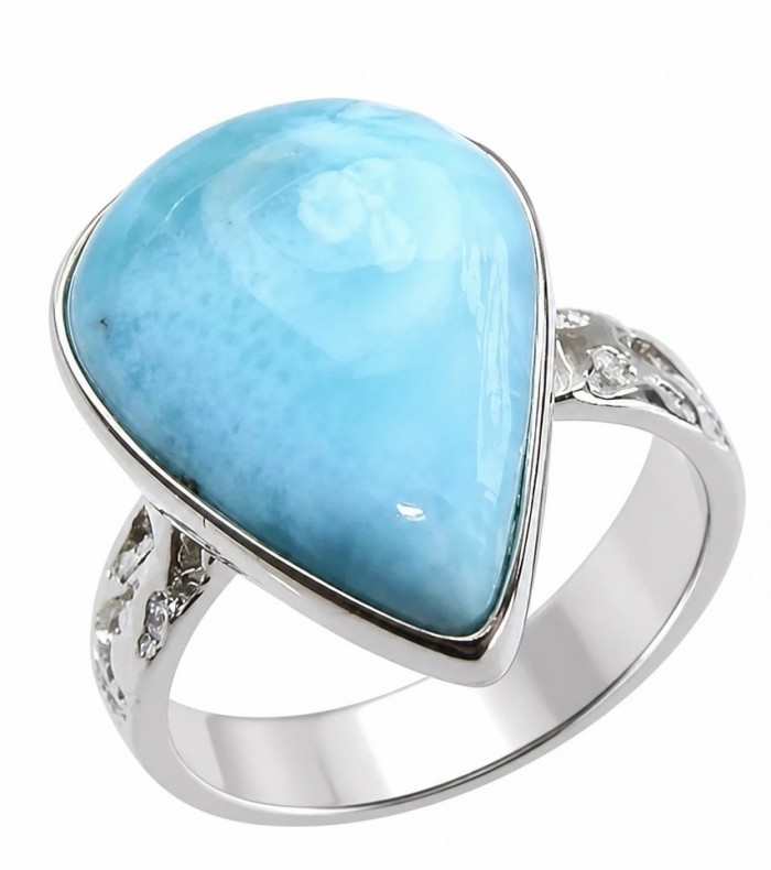12.8 carat Blue Perfection natural Larimar .925 Sterling Silver handmade ring size 8 1/2
