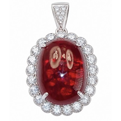 Rare finding! Deluxe 57.2 carat authentic Kashmir Ruby rhodium over .925 Sterling Silver handmade Statement Pendant