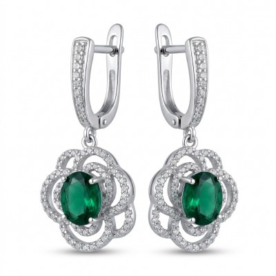 A Heritage in Bloom - Italy made 3.5 carat Chrome Diopside .925 Sterling Silver handcrafted earrings