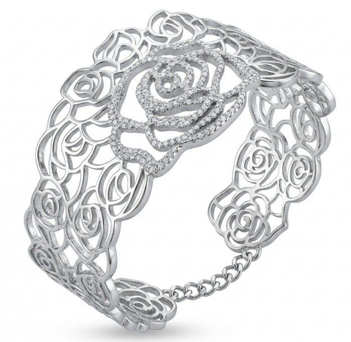 Dolce Vita - Precious Natural 12.5 carat pave White Topaz rhodium over .925 Sterling Silver handcrafted bracelet - video