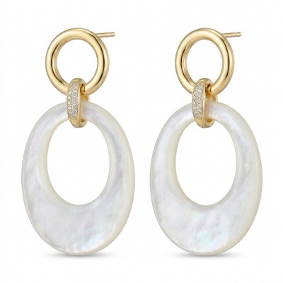 Genuine Blister Pearl 18K Gold over .925 Sterling Silver handcrafted Large Statement Earrings