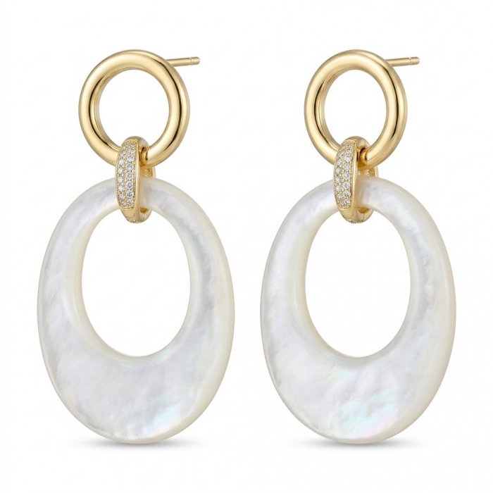 Genuine Blister Pearl 18K Gold over .925 Sterling Silver handcrafted Large Statement Earrings - video