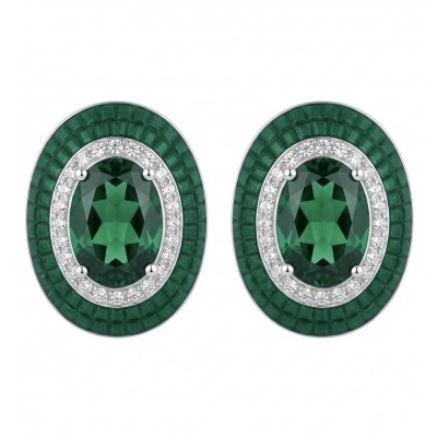 Julietta 12.5 carat Colombian Emerald .925 Sterling Silver handmade Statement earrings