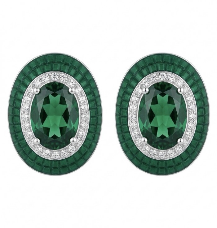 Julietta 12.5 carat Colombian Emerald .925 Sterling Silver handmade Statement earrings