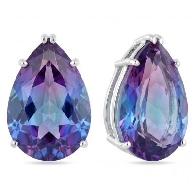 Spectacular Genuine 12.2 CARAT Alexandrite .925 Sterling Silver earrings