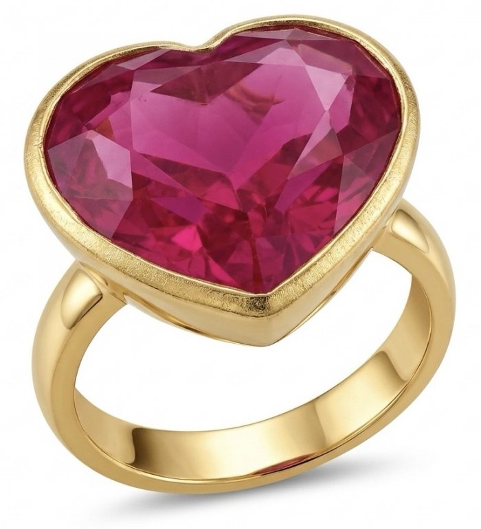 Angel's Heart Natural heart shape 18.7 carat Ruby .925 Sterling Silver dipped in 22K Gold handmade Statement Ring size 6 1/4 - video