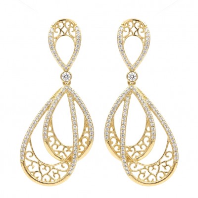 Black Label Collection - Dubai Style - Natural 22K Gold over .925 Sterling Silver handmade earrings
