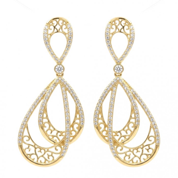 Black Label Collection - Dubai Style - Natural 22K Gold over .925 Sterling Silver handmade earrings