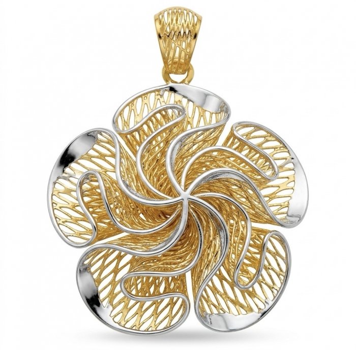 Dubai Style - Blooming Golden Rose .925 Sterling Silver dipped in 22K Gold handmade Pendant - video