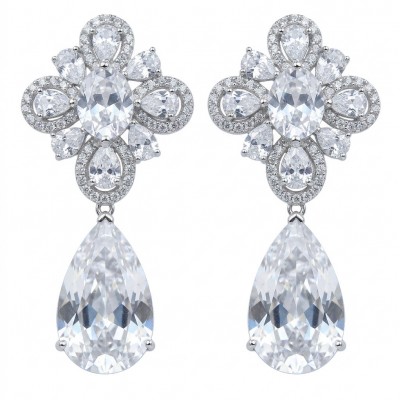 Allure Natural 38.2 carat White Topaz .925 Sterling Silver handcrafted Spectacular earrings