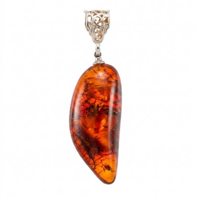 Prehistoric Authentic Golden Baltic Amber .925 Sterling Silver beautifully handcrafted Pendant