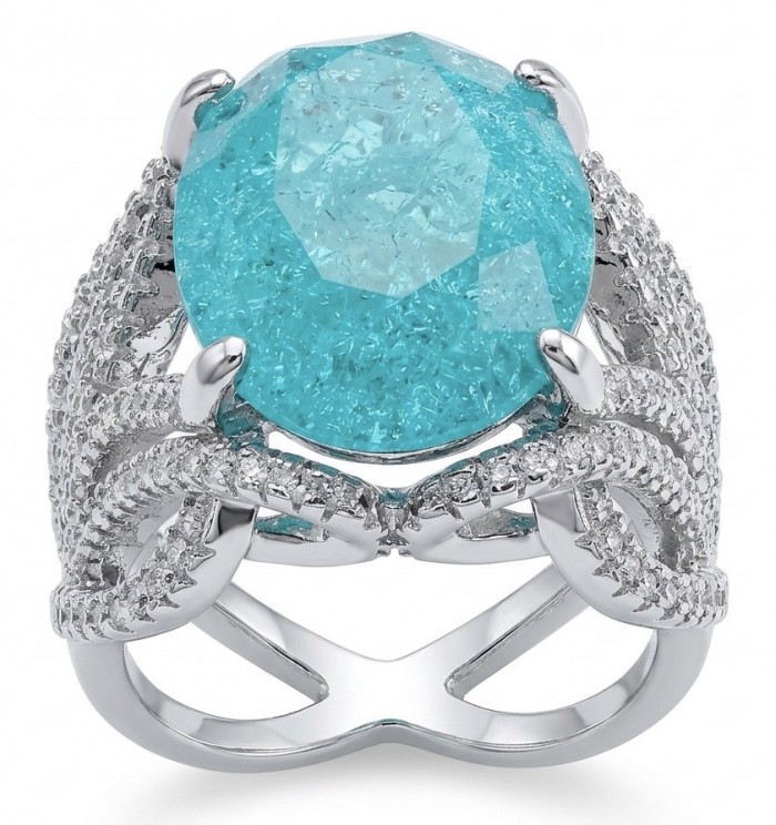 Oceania 14.5 carat Paraiba Tourmaline .925 Sterling Silver Handcrafted Ring size 7 1/2