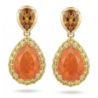 Valentina 9.9 carat Padparadscha Orange Sapphire 22K Gold over .925 Sterling Silver handcrafted earrings