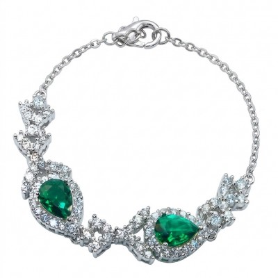 Vintage style- 7.5 carat authentic Tsavorite Garnet .925 Sterling Silver handcrafted Bracelet