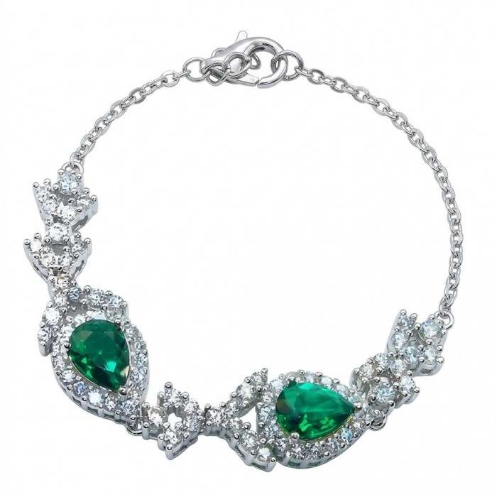 Vintage style- 7.5 carat authentic Tsavorite Garnet .925 Sterling Silver handcrafted Bracelet