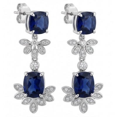 Vintage style - Giovanna - 6.8 carat Sapphire .925 Sterling Silver handcrafted earrings