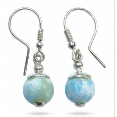 Caribbean Beauty Genuine 8.5 carat Blue Larimar .925 Sterling Silver handmade earrings