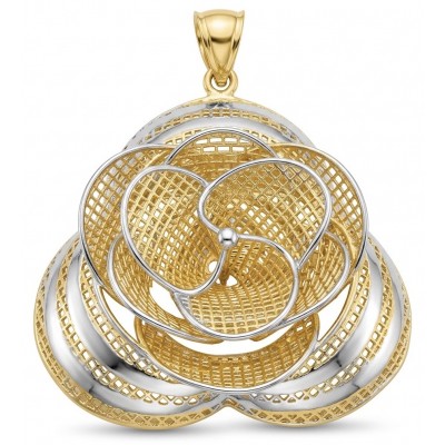 Dubai Style - Golden Rose .925 Sterling Silver dipped in 22K Gold handmade Pendant