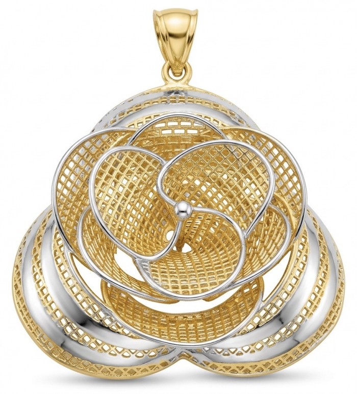 Dubai Style - Golden Rose .925 Sterling Silver dipped in 22K Gold handmade Pendant