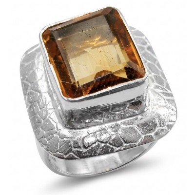 11.8 grams carat Genuine Smoky Topaz Silver Handcrafted Ring size 8