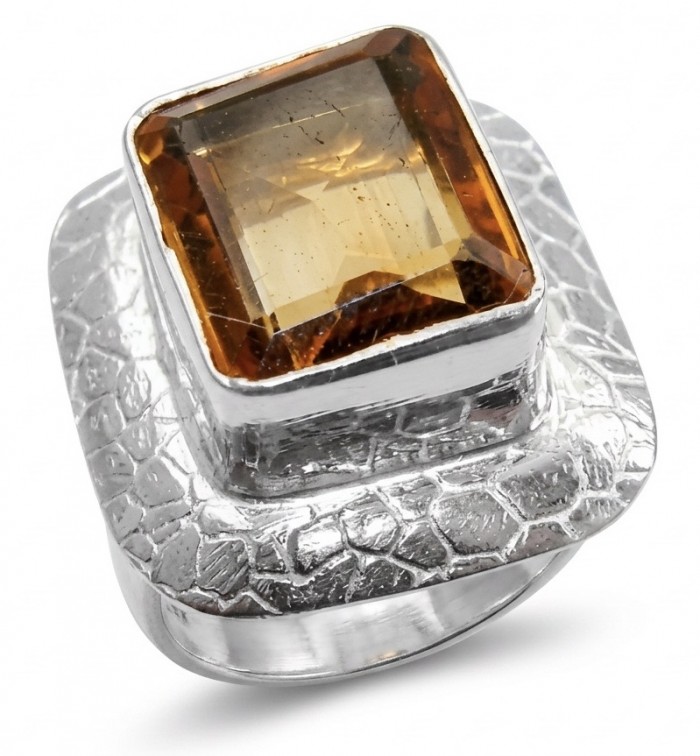 11.8 grams carat Genuine Smoky Topaz Silver Handcrafted Ring size 8