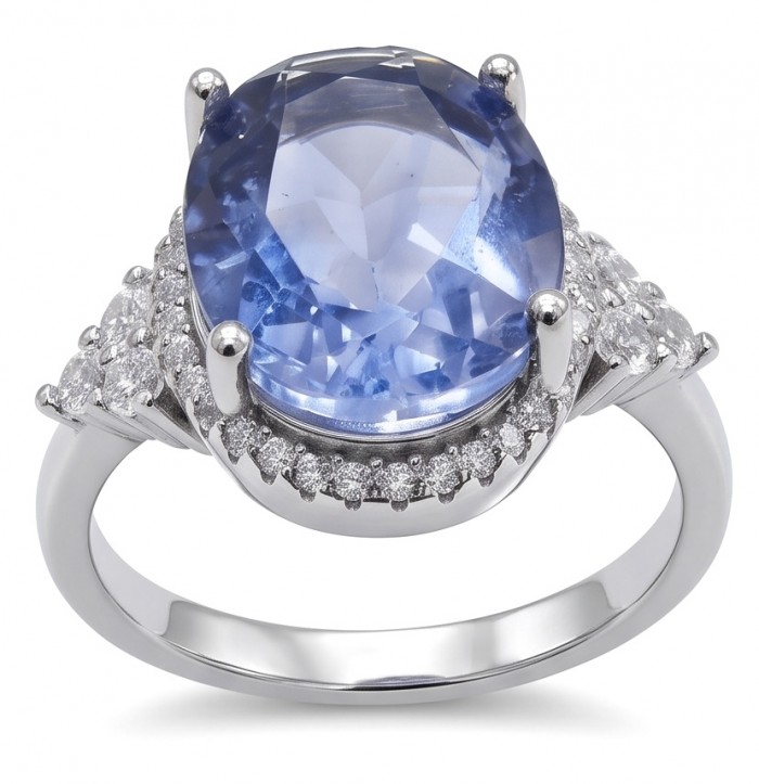 Born to Glam 8.2 carat natural Tanzanite .925 Sterling Silver dipped in rhodium Perfectly handcrafted Ring s. 7