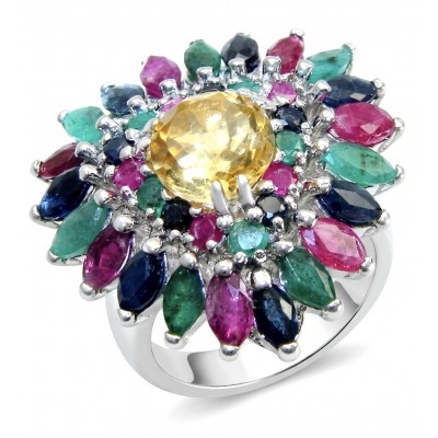 Victoria Authentic 10.5 carat Brazilian Citrine .925 Sterling Silver brilliantly handcrafted Statement ring; s. 8