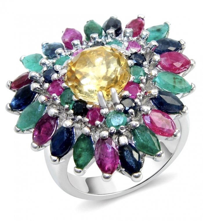 Victoria Authentic 10.5 carat Brazilian Citrine .925 Sterling Silver brilliantly handcrafted Statement ring; s. 8 - video
