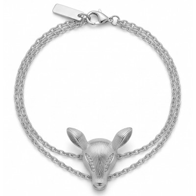 Deer'S Head 0.5 carat Emerald Rhodium over .925 Sterling Silver handmade Statement Bracelet