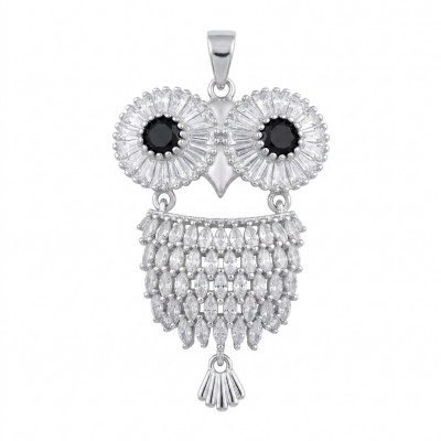 Precious Owl - 12.5 CARAT Sapphire .925 Sterling Silver handcrafted pendant