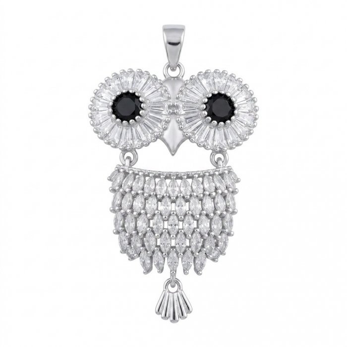 Precious Owl - 12.5 CARAT Sapphire .925 Sterling Silver handcrafted pendant - video