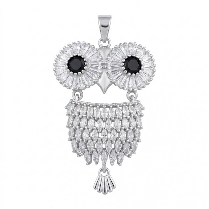 Precious Owl - 12.5 CARAT Sapphire .925 Sterling Silver handcrafted pendant