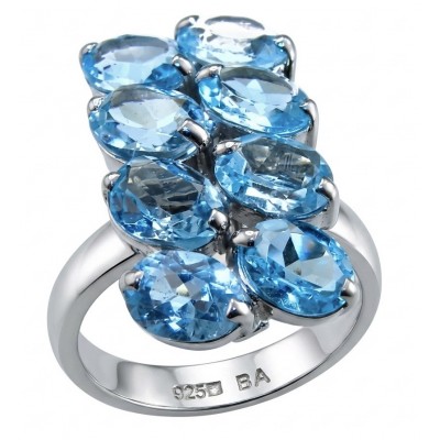 Serenity 18.7 carat genuine Swiss Blue Topaz .925 Sterling Silver handmade Statement ring size 8 1/4