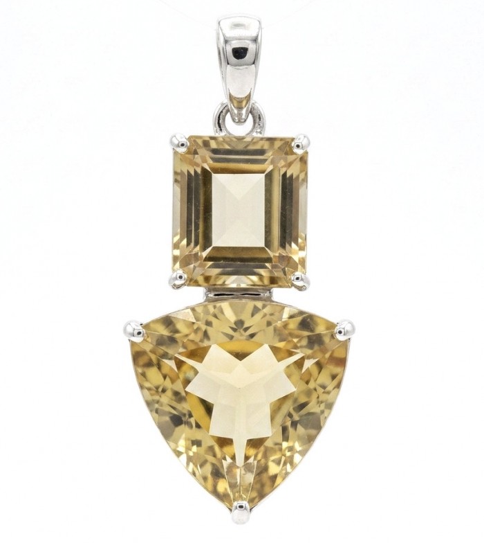 Vivien - Natural 17.2 carat Citrine .925 Sterling Silver dipped in Rhodium handmade pendant